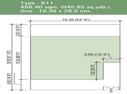 Floor Plans Type-B11 : 456.40 sqm. (545.85 sq.yds.), Size - 16.30 x 28.0 mtr.