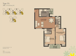 Fllor Plans Type-Y5 	:	2BR + 2T (1216 sq. ft.)