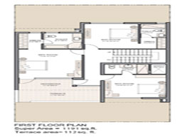 Floor Plans First Floor : Super Area - 1191 sq. ft. Terrace Area - 112 sq. ft.