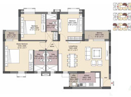 Floor Plans Type - B - Typical 3 Bedroom Unit