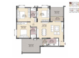Floor Plans Type - C - 3 Bedroom Unit - First Floor