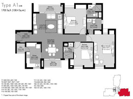 Floor Plans Type A1 | 158.46sqm (1705sqft)