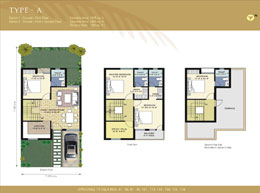 Floor Plans Type A 2 - Ground + First + Second Floor 	:	Saleable Area - 1900 sq. ft.