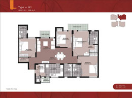 Floor Plans Type-W1 : 4BR4T+SQ - 1980 sq.ft
