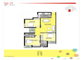 Floor Plans Type - Z2, 3BR 2T - 1192 sq.ft.