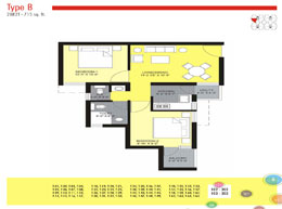 Floor Plans Type - B     :	 2BR2T - 715 sq. ft.