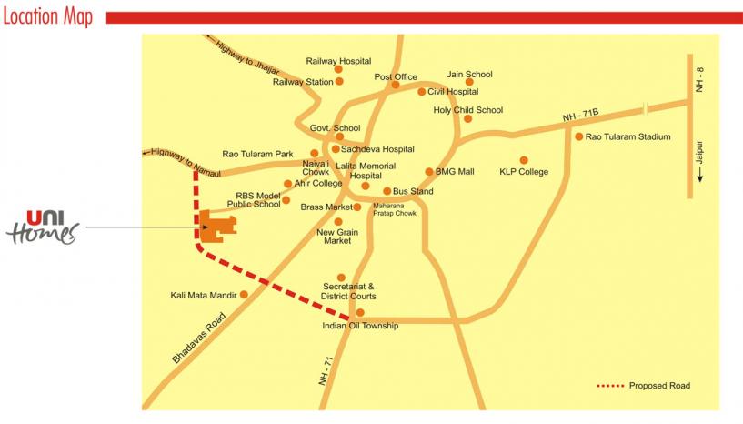 UNI Homes Residential Rewari Location Map