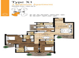 Floor Plans Type-X1 : 3BHK (Saleable Area: 2450 sq. ft.)