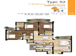 Floor Plans Type-X2 : 3BHK (Saleable Area: 2415 sq. ft.)