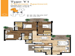 Floor Plans Type-Y1 : 3BHK (Saleable Area: 2335 sq. ft.), Terrace Area: 111 sq. ft.