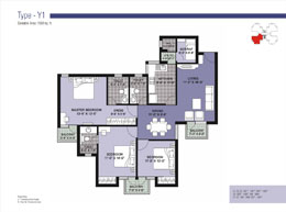 Floor Plans Type-Y1 	:	Saleable Area: 1560 sq. ft.