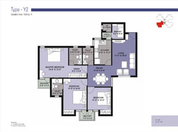Floor Plans Type-Y2 	:	Saleable Area: 1530 sq. ft.