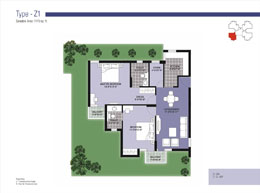 Floor Plans Type-Z1 	:	Saleable Area: 1175 sq. ft.