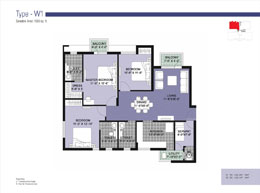 Floor Plans Type-W1 	:	Saleable Area: 1565 sq. ft.