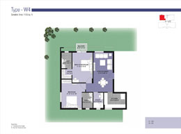 Floor Plans Type-W4 	:	Saleable Area: 1135 sq. ft.