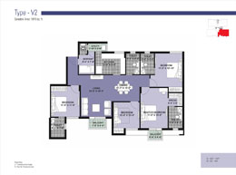 Floor Plans Type-V2 	:	Saleable Area: 1870 sq. ft.